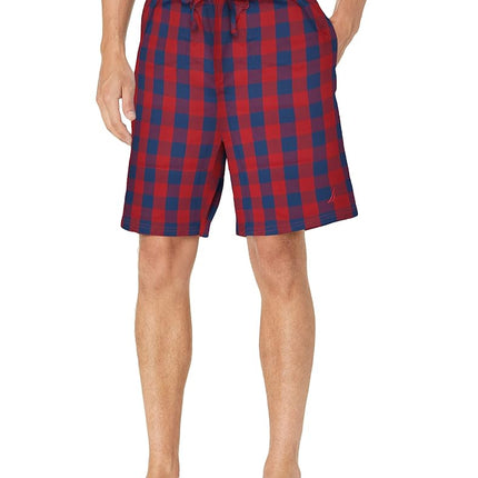 Nautica Men's Soft Woven 100% Cotton Elastic Waistband Sleep Pajama Short, Nautica Red, Large