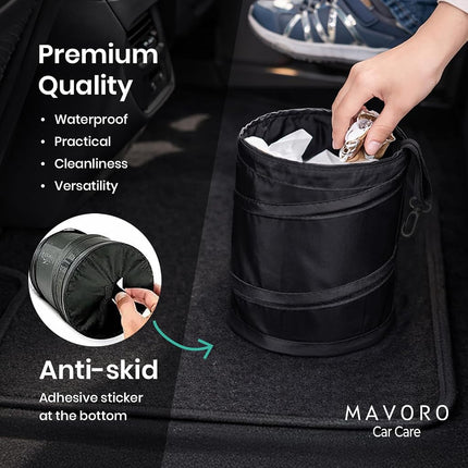 Mavoro Car Trash Can | Waterproof | Collapsible Pop-Up | 2 Gallon | 1-Pack