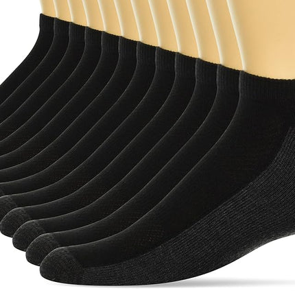 Calcetines de hombre Hanes, X-Temp Cushioned No Show Socks, paquete de 12, negros, 12-14