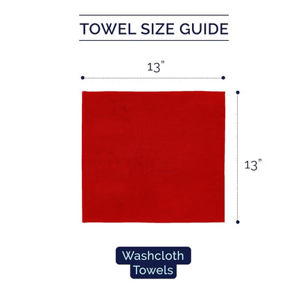 Elegant Comfort Premium Turkish Cotton 6 Pack Washcloths Set - 13 x 13 inch, Luxurious Hotel Spa Quality 100% Turkish Cotton 6PC Washcloth Set - Highly Absorbent - Soft Bathroom Towels, Red