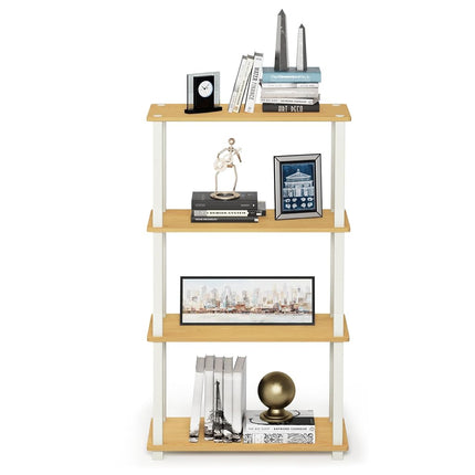 Furinno TURN-S-TUBE 4-Tier Tool-Free Corner Open Shelf, Beech