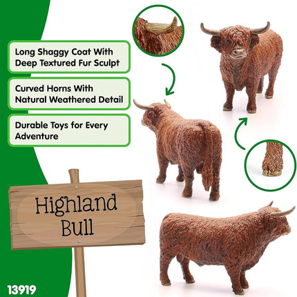 Schleich Farm World - Highland Bull Toy Figurine - Kids Ages 3+ | 13919