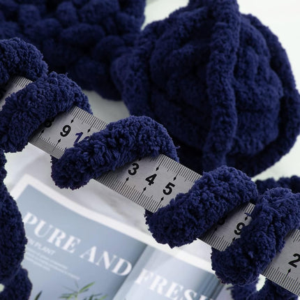 HOMBYS Navy Blue Chunky Chenille Yarn for Crocheting and Knitting, Super Bulky Hand Knitting Yarn, Soft Plush, 2 Jumbo Pack (27 yds, 8 oz Each Skein)