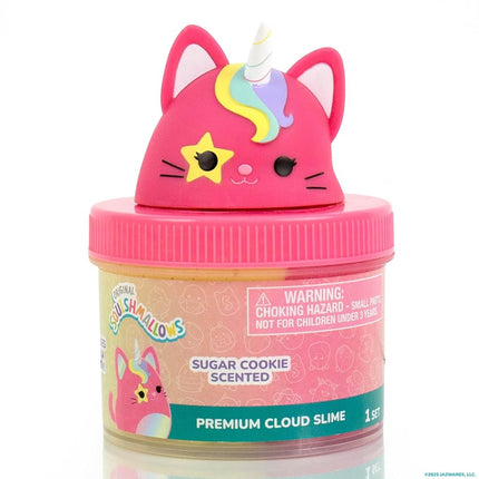 Original Squishmallows Sienna the Caticorn Premium Cloud Slime, Sugar Cookie-Scented, 8 oz., Storage Container with Figurine Topper, Rubber Charm, Goodie Bags Stuffers, Kids Party Favors, Sensory Toys