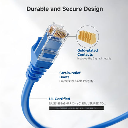 Cable Matters 10Gbps Snagless Cat 6 Ethernet Cable, 9ft, Blue