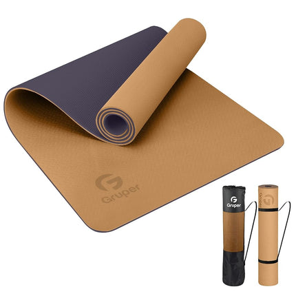 Esterilla de yoga TPE Gruper, esterilla de yoga profesional ecológica antideslizante con correa de transporte, esterilla de entrenamiento para yoga, Pilates y ejercicios de suelo de 183 x 61 x 0,6 cm