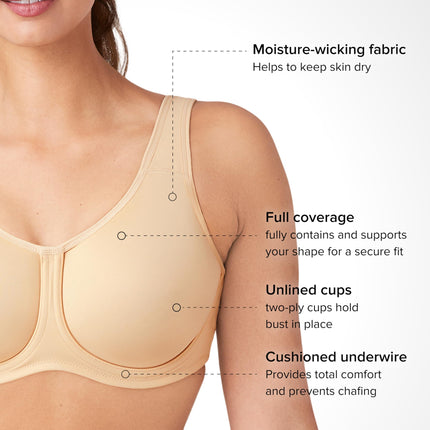 Wacoal Womens Simone Sport Unlined Full Coverage Underwire Sports Bra, 855170, Hot Fudge, 38 E