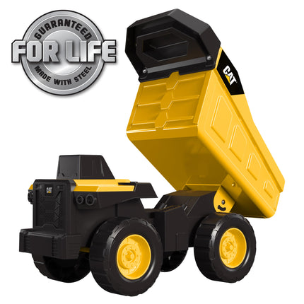 CAT Construction, Real Steel Max Dump Truck 12" - Heavy Duty Steel Construction Toy with Realistic Working Dump Bed – Durable Vehicle for Indoor & Outdoor Play – Ages 3+, Yellow
