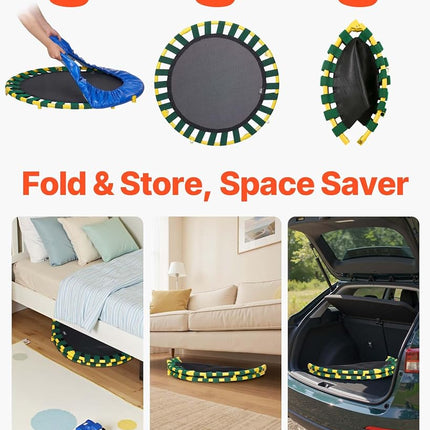 VEVOR 3FT Trampoline for Kids, 36" Indoor/Outdoor Trampoline for Toddlers, Foldable Mini Baby Trampolines with Foam Handle, Recreational Trampolines Birthday Gift