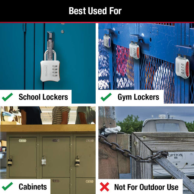 Master Lock Resettable Combination Locker Lock, Lock for Gym and School Lockers, Blue, 2 Pack, 653BLUE
