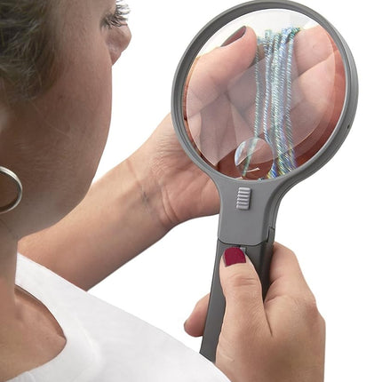 Carson LED Lighted Hands-Free or Handheld Split Handle 2x Magnifier with 3.5x Spot Lens