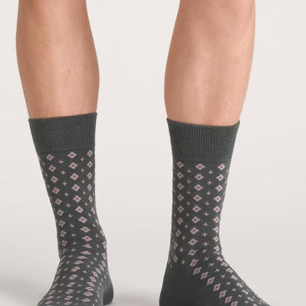 Ted Baker Men's 3 Pack Pattern Crew Dress Socks, Urban Chic/Grey Heather/Lavendula, One Size