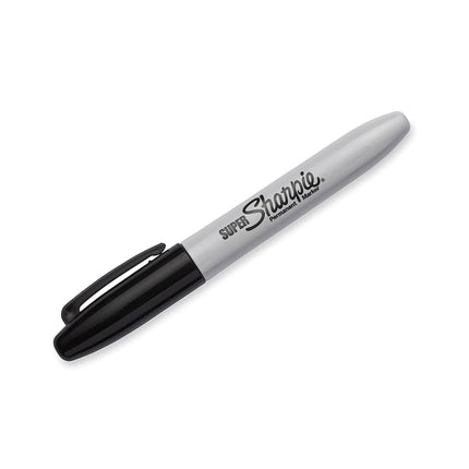 Sharpie 30101PP Marqueur Permanent Super, Pointe Fine, Écrit sur Papier et Plastique, Résiste à la Décoloration et à l'Eau, Certifié AP, Couleur Noire, Lot de 1