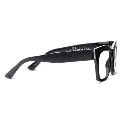 Peepers Women's Shine On - Blue Light Filtering Reading Glasses 2542300 Square Reading Glasses, Black, 3, 53 mm