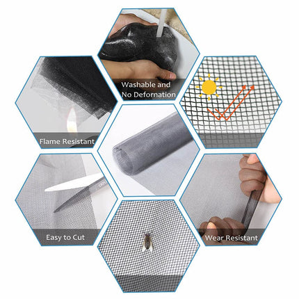 Windows Screen and Screen Door Repair Kit - 48"x118" Fiberglass Mesh Gray with Rolling Tool/Hook/Ruler/Cutter/Spline - Window Screen & Sliding Screen Door Replacement for Windows, TOOLTRIZ