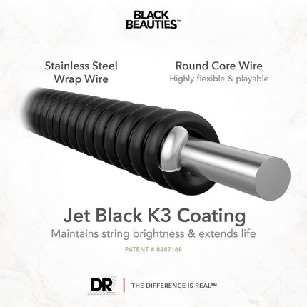 DR Strings BLACK BEAUTIES™ - BLACK Coloured Bass Strings: Light 40-100