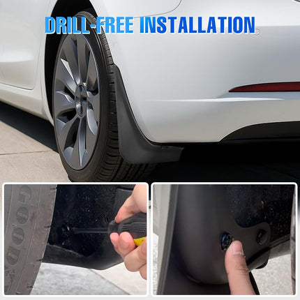 Nilight Mud Flaps for Tesla Model 3 2017 2018 2019 2020 2021 2022 2023, No Drilling Precision Fit Exterior Accessories Heavy-Duty Splash Guards Protection, Front & Rear Set