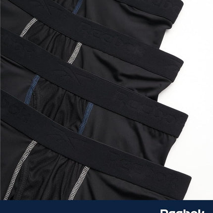 Caleçons Boxers Performance Reebok pour Homme avec Braguette Fonctionnelle (Lot de 4) (Noirs purs, Grande taille)