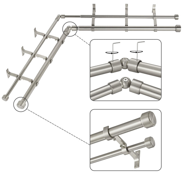 Mayrhyme Brushed Nickel Double Corner Window Curta