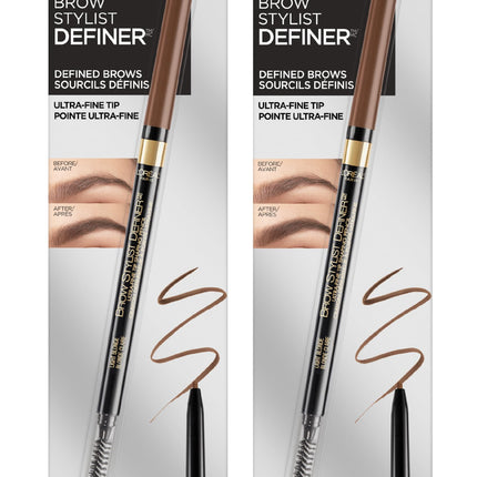 L'Oréal Paris Makeup Brow Stylist Definer Waterproof Eyebrow Pencil, Ultra-Fine Mechanical Pencil, Draws Tiny Brow Hairs & Fills in Sparse Areas & Gaps, Light Brunette, 2 Count