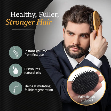 Belula Men's Hair Grooming Set, Boar Bristle and Nylon Pin Brush, Comb, Bag