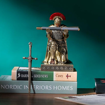 HDMbigmi Centurion Cloak Warrior Knight Pen Holder Mobile Phone Stand Desk Organizers and Accessories for Office and Home (Bronze)