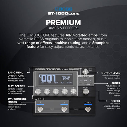 BOSS GT-1000CORE | Compact Guitar Effects Processor | Class-Leading Sound Quality | Ultra-Versatile Guitar Amps Crafted with AIRD | Premium Onboard Effects | Built-in Bluetooth | I/O Features
