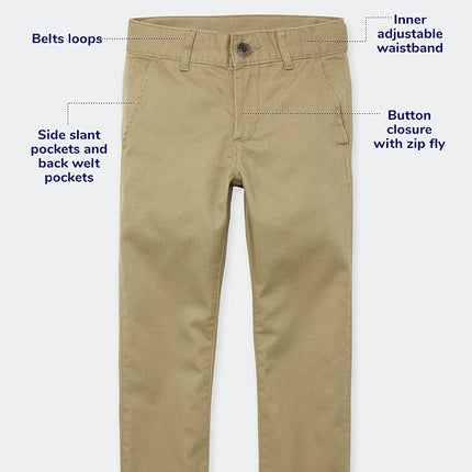 The Children's Place Pantalones Chinos Ajustados para Niña, Paquete de 2, Color Biscuit, Talla 4 Delgado