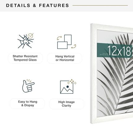MCS Studio Gallery 12x18 Picture Frame White Woodgrain, Rectangle Photo Frame for Photos, Posters & Art Prints (1-Pack)