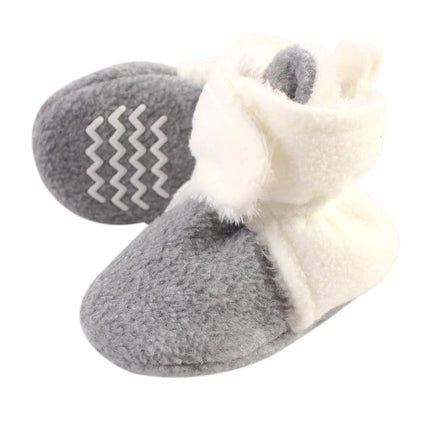 Hudson Baby Unisex Baby Cozy Fleece and Faux Sherpa Booties, Gray White Plaid, 12-18 Months Infant