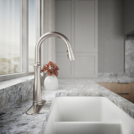 Grifo de cocina extraíble Bellera K-560-VS de Kohler, acero inoxidable vibrante