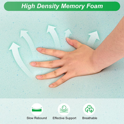 2 Inch Full Size Egg Crate Cooling Gel Memory Foam Mattress Topper, Convoluted Bed Topper for Pressure Relief and Enhanced Airflow, CertiPUR-US Certified