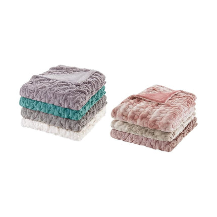 Comfort Spaces Luxurious & Fuzzy Soft Ruched Faux Fur Plush Throw Blanket Set with 2 Matching Square Pillow Covers, for Sofa,Chair, Couch, Living Room, Home Office, Grey 50"x 60"