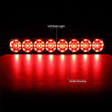 DNA MOTORING 3BL-FM87-LED-BK-SM Luz de freno de cola LED con carcasa negra [Compatible con Ford Mustang LX Hatchback de 1987-1993 con alerón OEM]