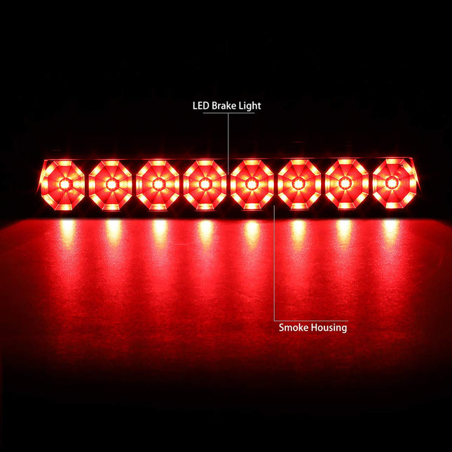 DNA MOTORING 3BL-FM87-LED-BK-SM Black Housing LED Third Tail Brake Light [Compatible with 1987-1993 Ford Mustang LX Hatchback with OEM Spoiler]