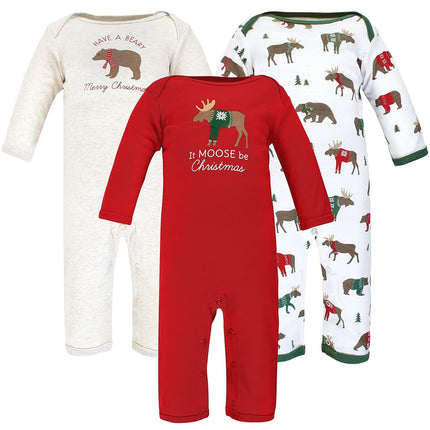 Hudson Baby barboteuses en coton pour bébé-garçons, Moose Be Christmas, 9-12 mois