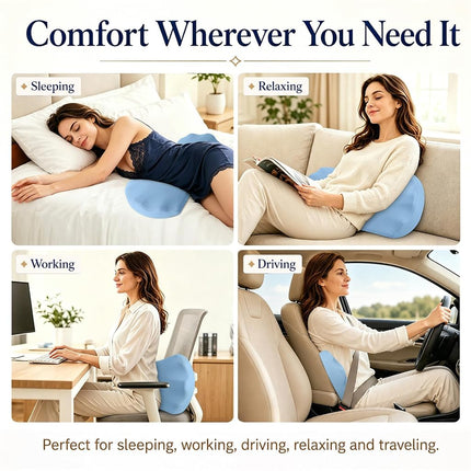 Fledano Lumbar Support Pillow for Bed – Memory Foam Lower Back Pain Relief Pillow for Sleeping, Ergonomic Lumbar Pillow for Side & Back Sleepers, Sciatica & Hip Pain Relief, Washable Cooling Cover