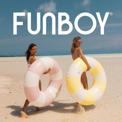 FUNBOY Giant Vintage Soft Yellow Stripe 48'' Tube Float with Integrated Cup Holder, Perfect for a Summer Pool Party, Large