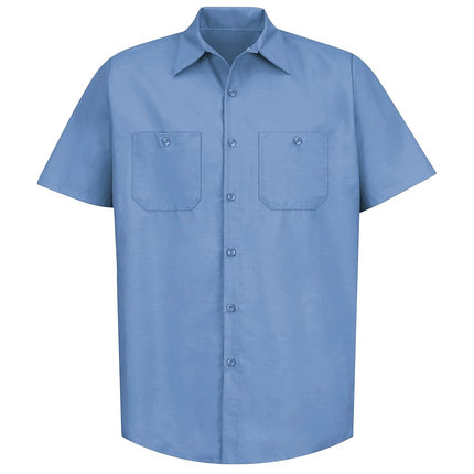 Red Kap Men's Industrial Work Shirt, Regular Fit, Short Sleeve Utility Button, Light Blue, XXL