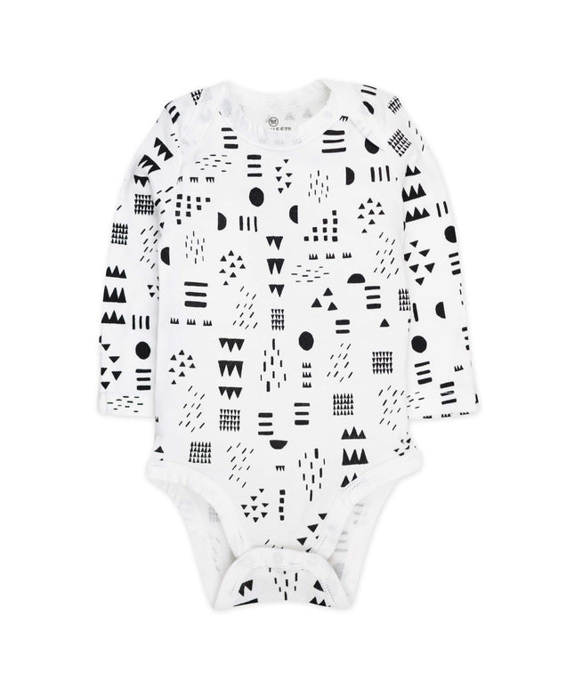 HonestBaby Baby 5-Pack Organic Cotton Long Sleeve Bodysuits, Pattern Play, 3-6 Months