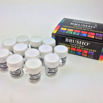 Brusho by Colourcraft BRU85000 Crystal Colour Assorted Pack of 12 Colours, 15 g, Orange,purple,turquoise,yellow