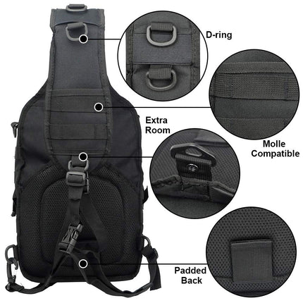 hopopower Tactical Sling Bag Pack Military Rover Shoulder Backpack EDC Assault Range Bag, Water-Resistant