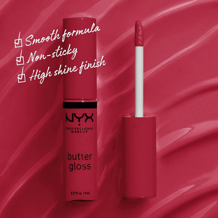 NYX PROFESSIONAL MAKEUP Butter Gloss, Lip Gloss, Non-Sticky - Red Velvet (Deep red)