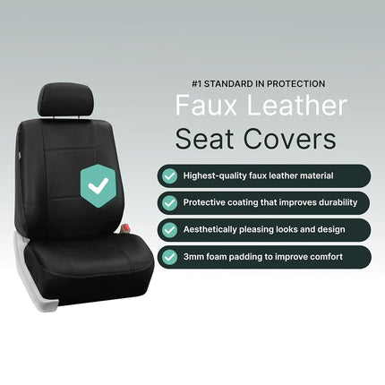 FH Group Automotive Seat Covers Black Universal Fit Front Set fits most Cars, SUVs, and Trucks (Faux Leather, Set of 2) PU001BLACK102