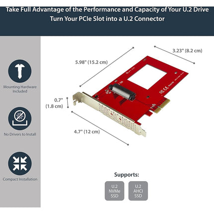 StarTech PEX4SFF8639 NVME PCIE ADAPTER - 2.5IN U.2 SSD SFF-8639 - X4 PCIE 3.0 IN - (Components > Add On Cards & Controllers)