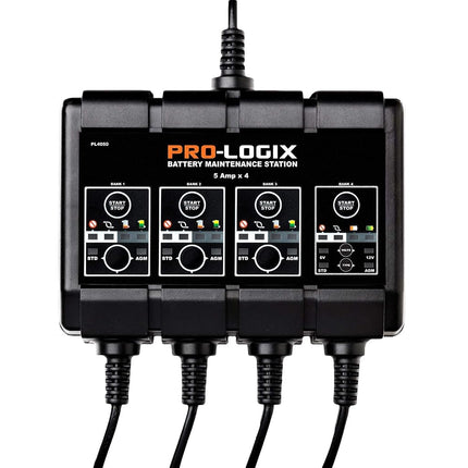 Clore Automotive PL4050, Pro-Logix 4 voies, chargeur intelligent entièrement automatique de 20 A (5 A par voie), chargeur de batterie 6 V et 12 V, mainteneur de batterie et désulfateur de batterie avec compensation de température