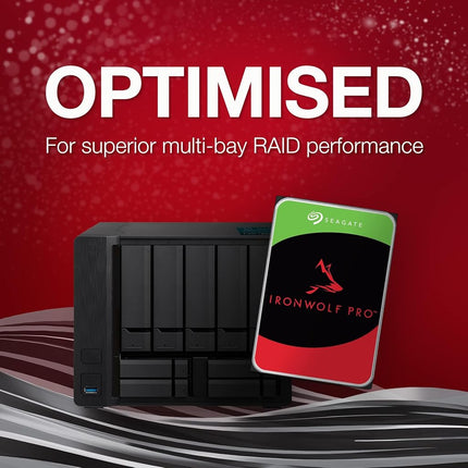 Seagate IronWolf Pro, 12 TB, Enterprise NAS Internal HDD –CMR 3.5 Inch, SATA 6 Gb/s, 7,200 RPM, 256 MB Cache for RAID Network Attached Storage, 3 year Rescue Services (ST12000NT001)