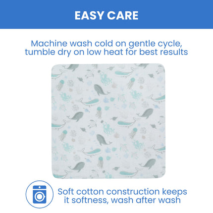 Delta Children Fitted Crib Sheets for Girls and Boys - 100% Organic Cotton Crib Sheet for Standard Crib and Toddler Mattresses - 28x52 Inch- GOTS Certified (Pack of 2), Sea Life