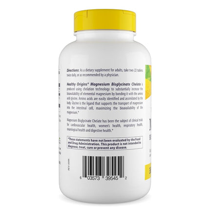 Healthy Origins Magnesium Bisglycinate Chelate (Non-GMO, Gluten Free, Cardiovascular Support, Bone Support, Neurological Support, Vegan), 360 Tablets