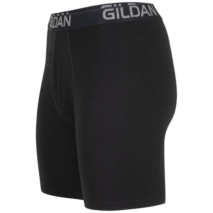 Gildan Men's Cotton Stretch Boxer Brief, Multipack, Black Soot (4-Pack, Long Leg), L (Pack of 4)